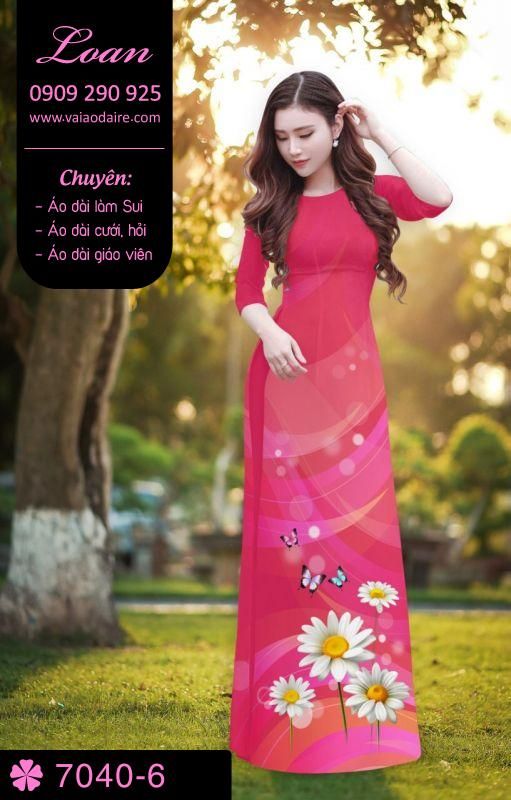 Vải áo dài hoa 3D