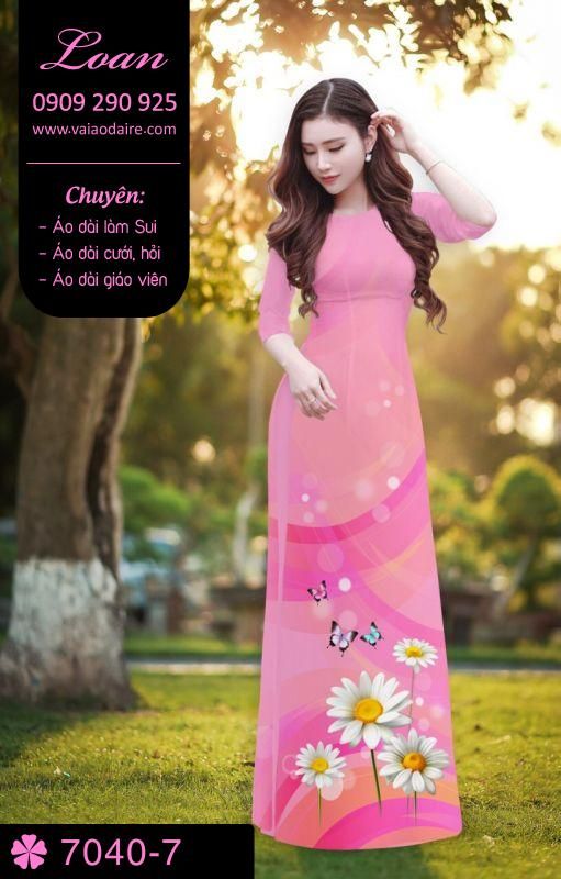 Vải áo dài hoa 3D