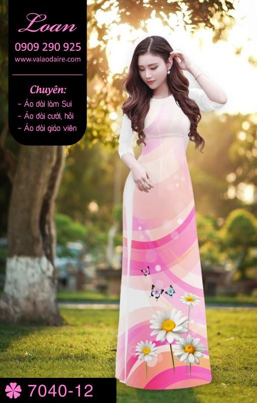Vải áo dài hoa 3D