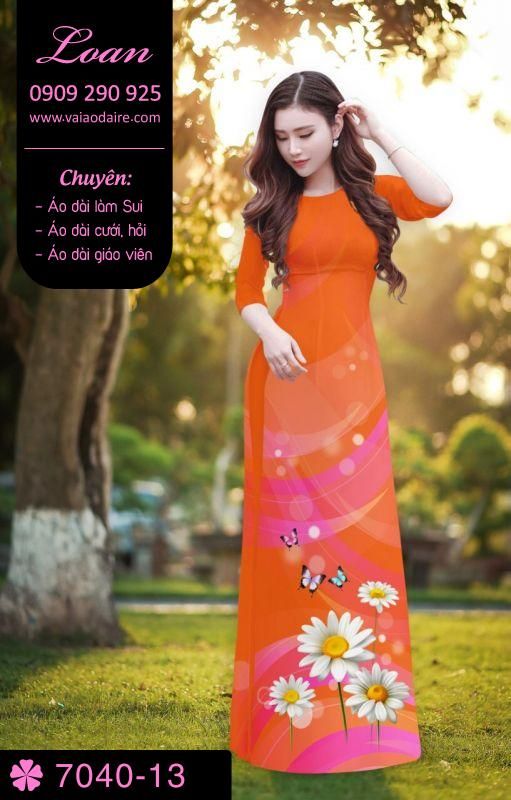 Vải áo dài hoa 3D