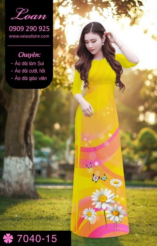 Vải áo dài hoa 3D