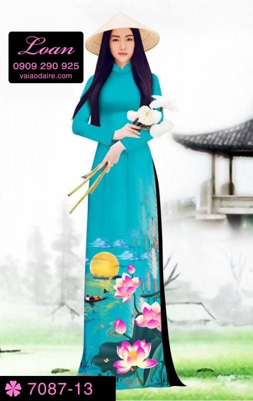 Vải áo dài hoa Sen