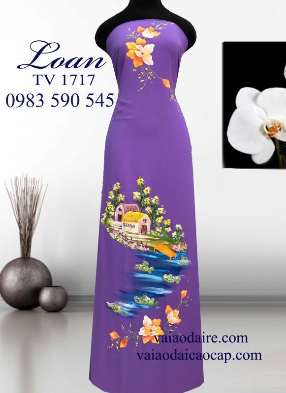 Vải áo dài vẽ phong cảnh