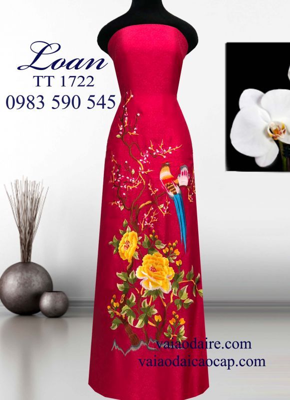 Vải áo dài tơ tằm thêu