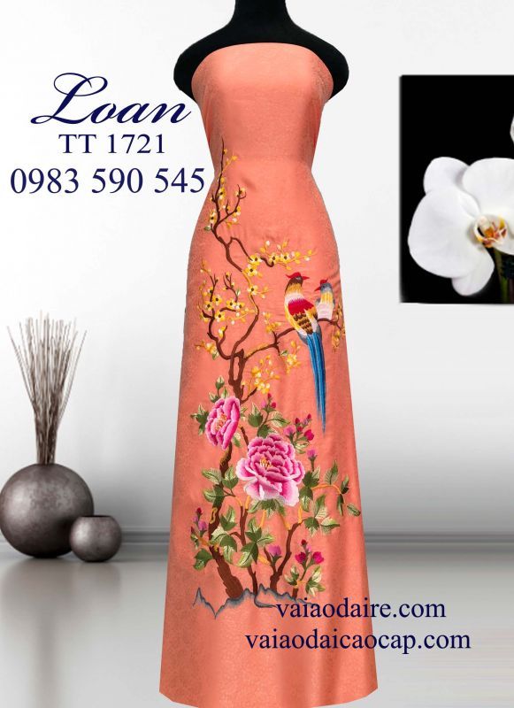 Vải áo dài tơ tằm thêu