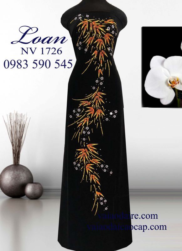 Vải áo dài Nhung vẽ kim tuyến