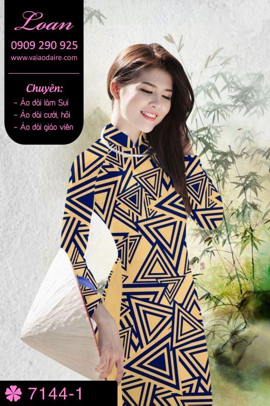 Vải áo dài hoa lập thể tam giác