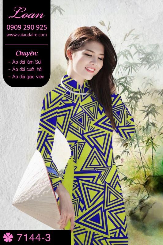 Vải áo dài hoa lập thể tam giác