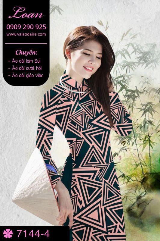 Vải áo dài hoa lập thể tam giác