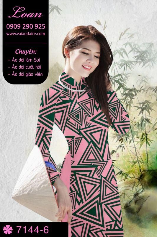 Vải áo dài hoa lập thể tam giác