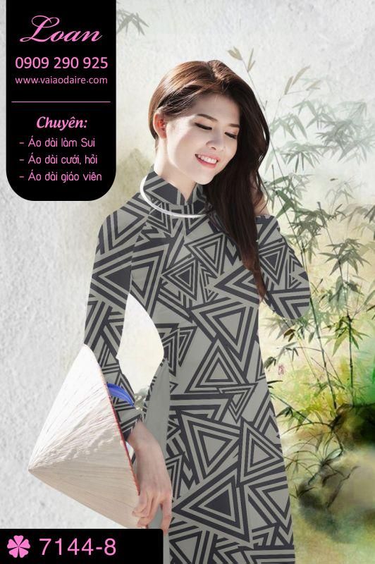 Vải áo dài hoa lập thể tam giác
