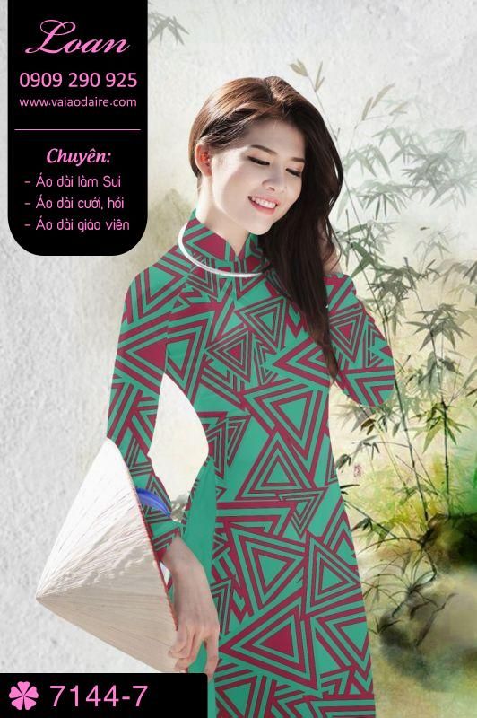 Vải áo dài hoa lập thể tam giác