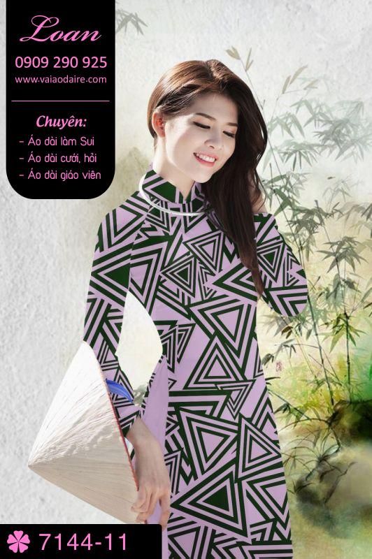 Vải áo dài hoa lập thể tam giác