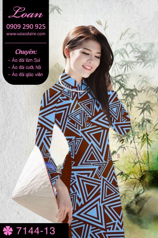 Vải áo dài hoa lập thể tam giác