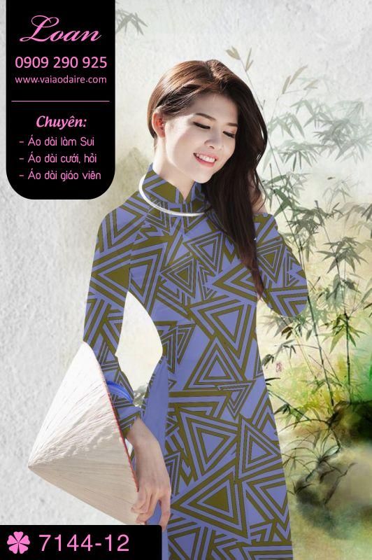 Vải áo dài hoa lập thể tam giác