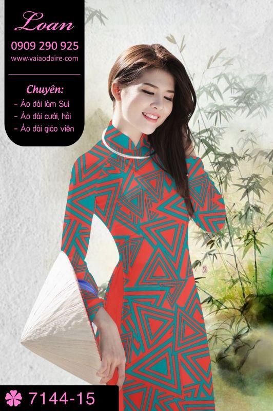 Vải áo dài hoa lập thể tam giác