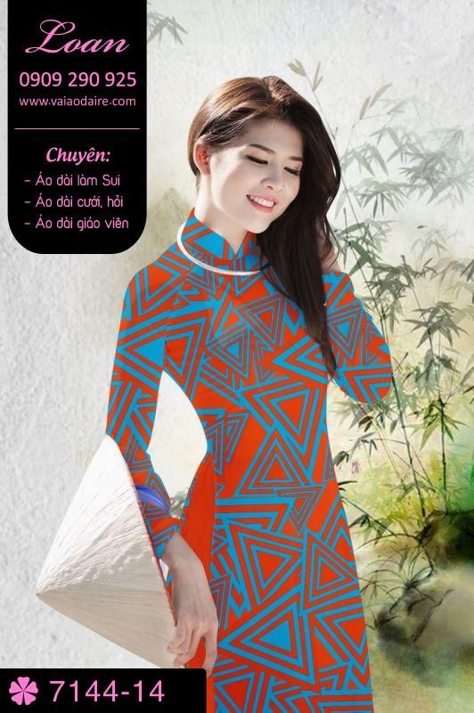 Vải áo dài hoa lập thể tam giác