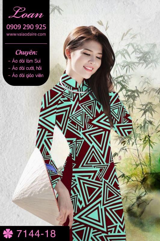 Vải áo dài hoa lập thể tam giác