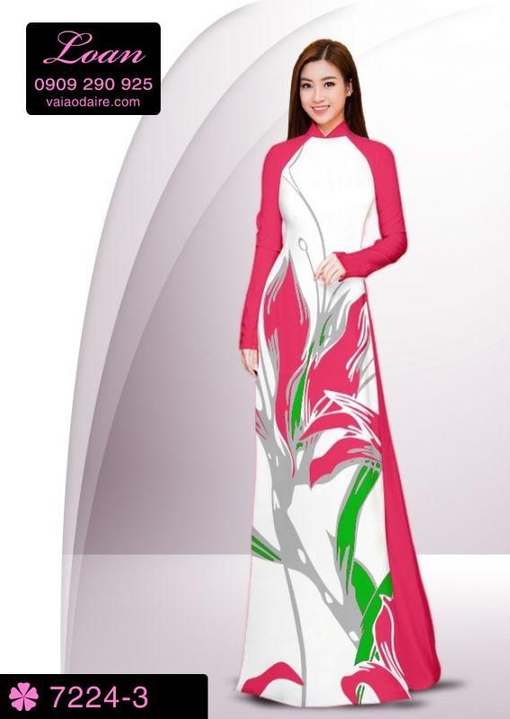 Vải áo dài hoa 3D