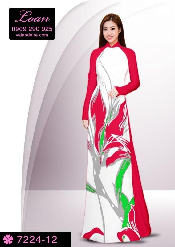 Vải áo dài hoa 3D