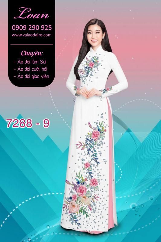 Vải áo dài hoa trên dưới