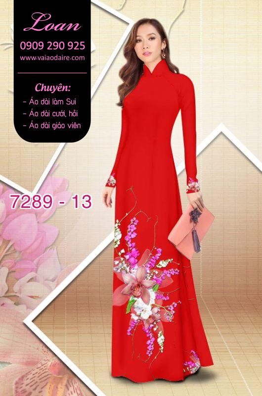 Vải áo dài hoa trên dưới