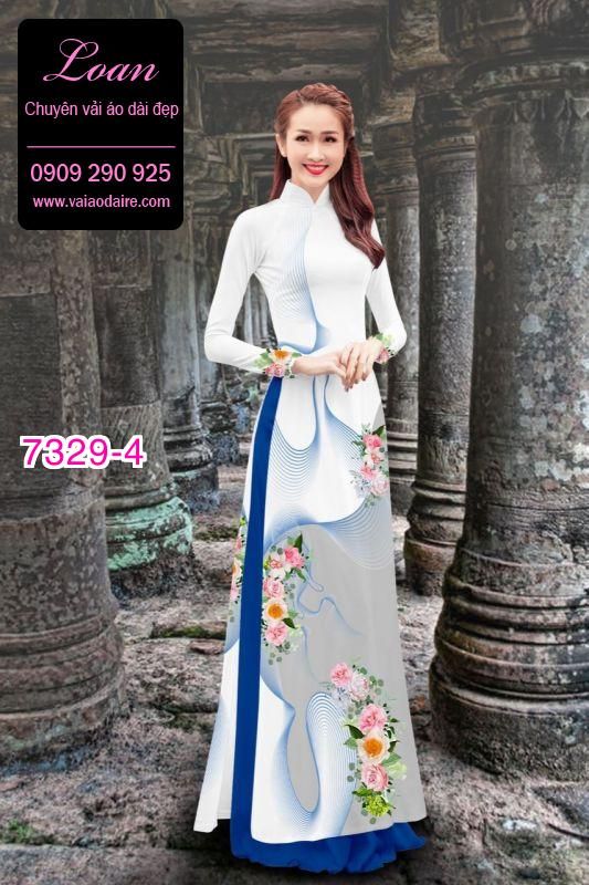 Vải áo dài hoa 3D