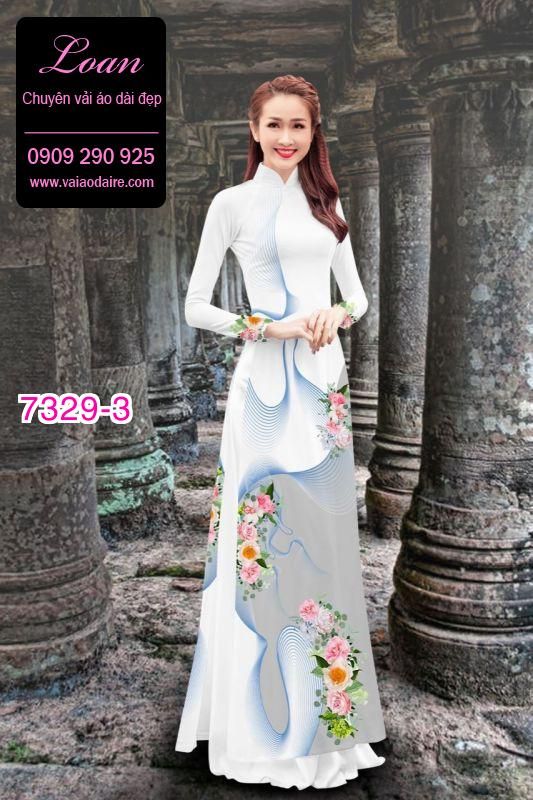 Vải áo dài hoa 3D