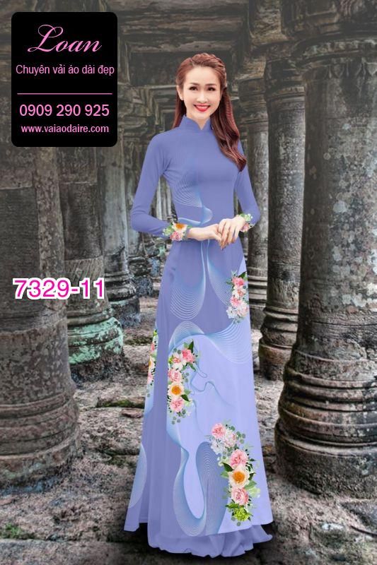 Vải áo dài hoa 3D