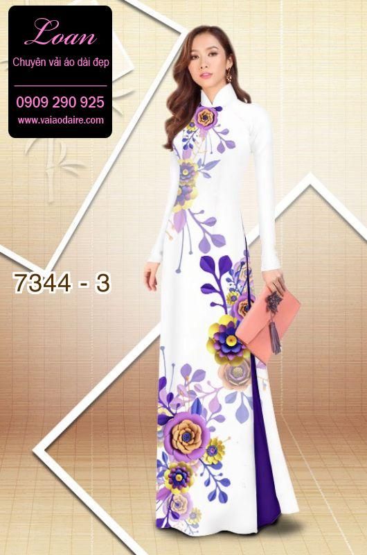 Vải áo dài hoa 3D