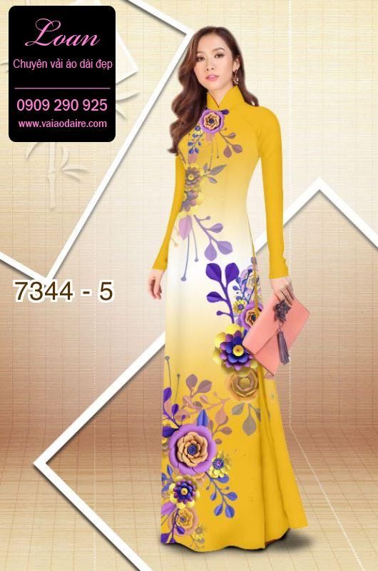 Vải áo dài hoa 3D
