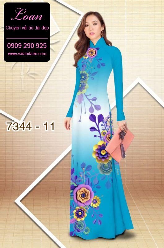 Vải áo dài hoa 3D