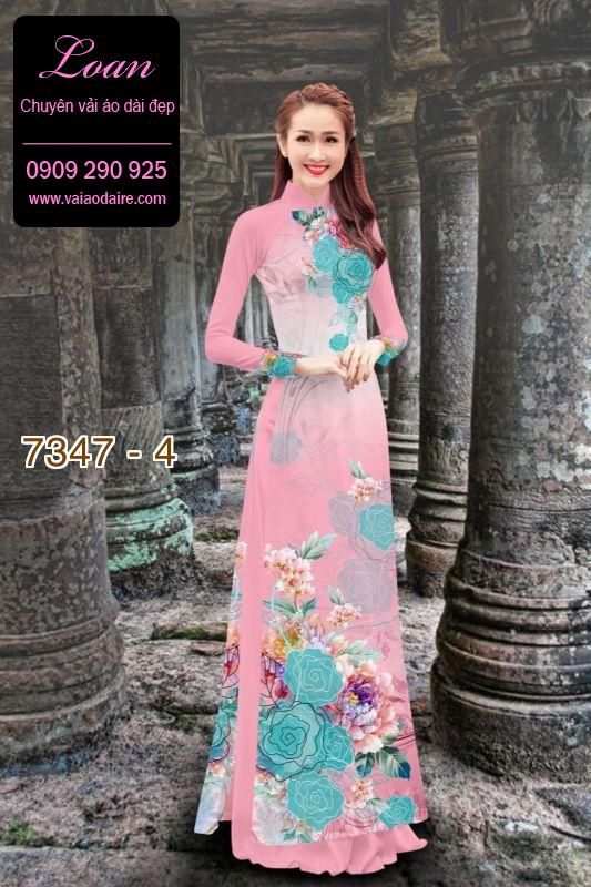 Vải áo dài hoa hồng