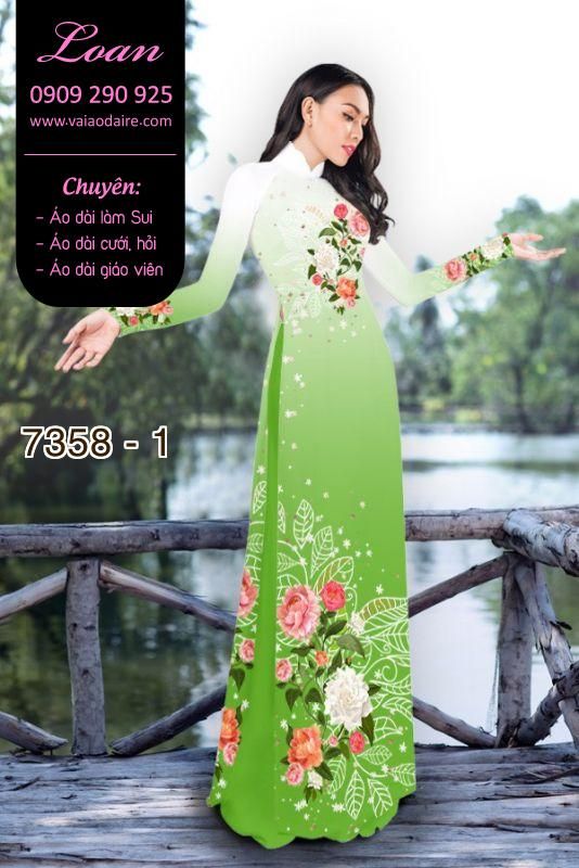 Vải áo dài hoa trên dưới