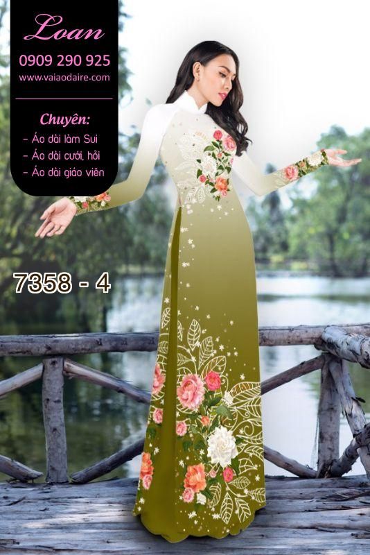 Vải áo dài hoa trên dưới