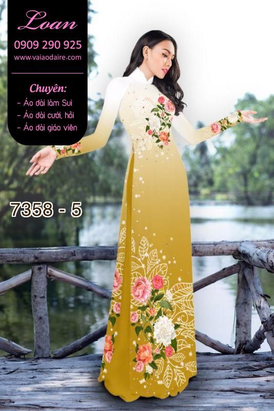 Vải áo dài hoa trên dưới