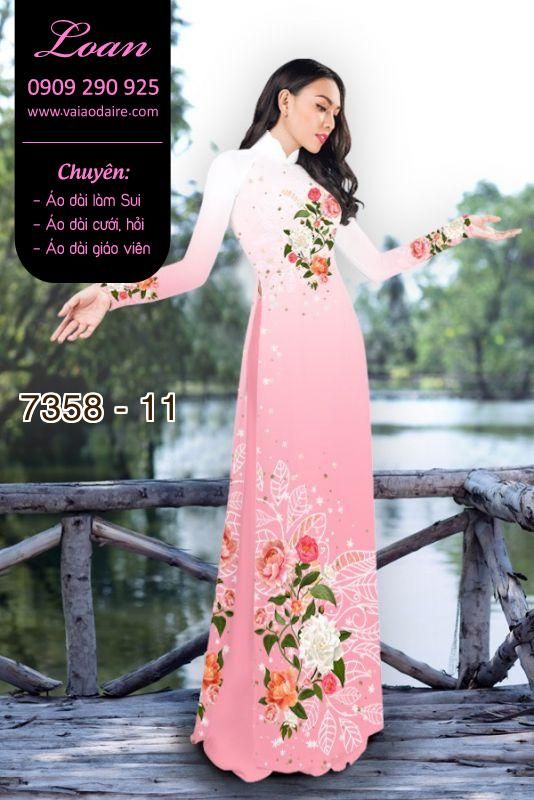 Vải áo dài hoa trên dưới