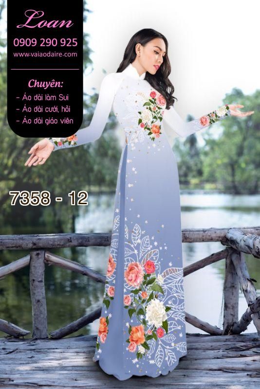 Vải áo dài hoa trên dưới