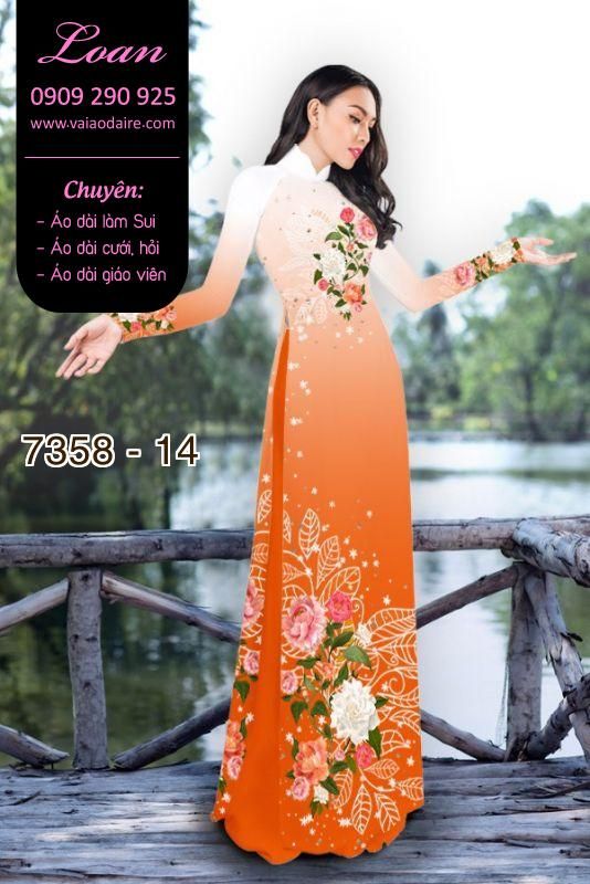 Vải áo dài hoa trên dưới