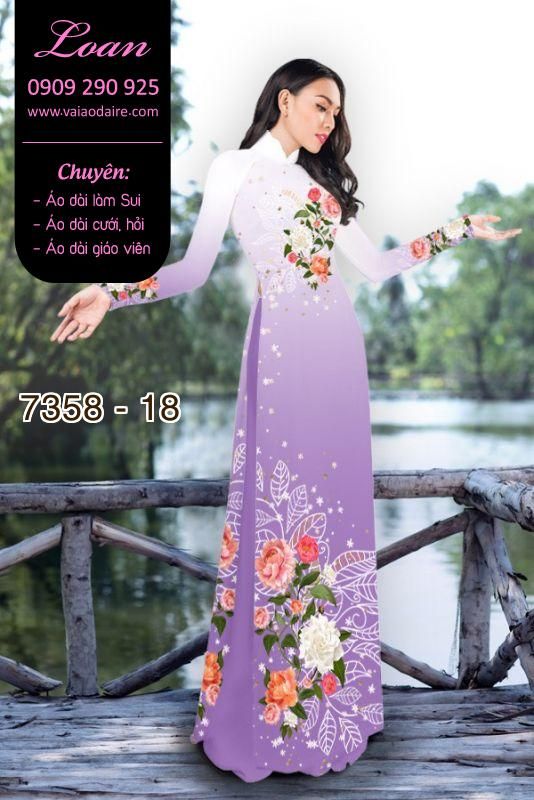 Vải áo dài hoa trên dưới