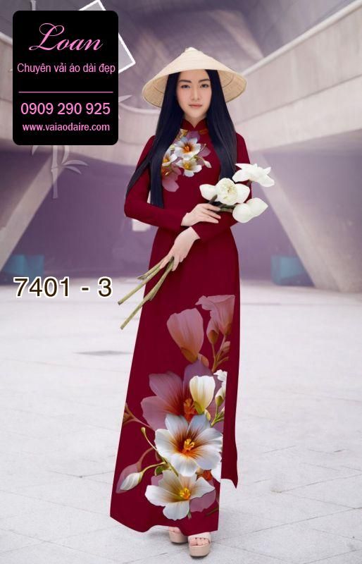 Vải áo dài hoa 3D
