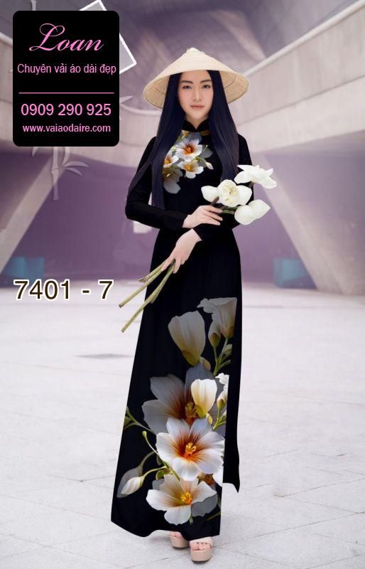 Vải áo dài hoa 3D