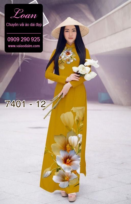 Vải áo dài hoa 3D