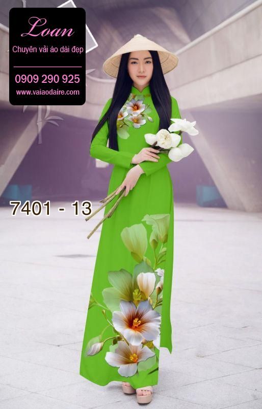 Vải áo dài hoa 3D