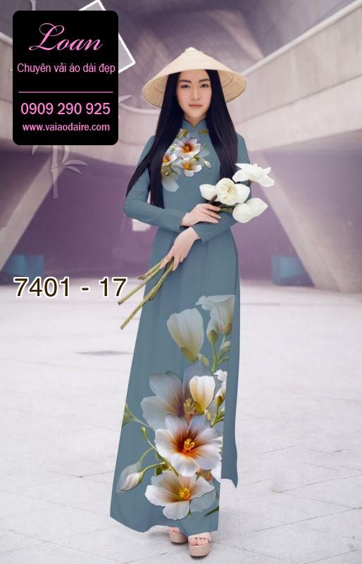 Vải áo dài hoa 3D