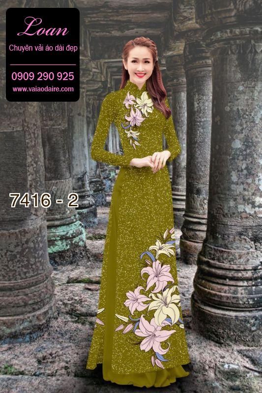 Vải áo dài hoa trên dưới