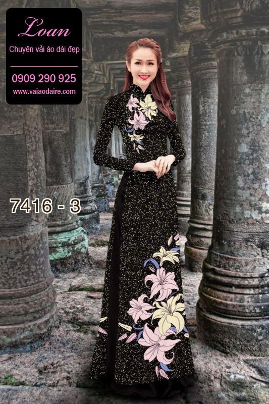 Vải áo dài hoa trên dưới