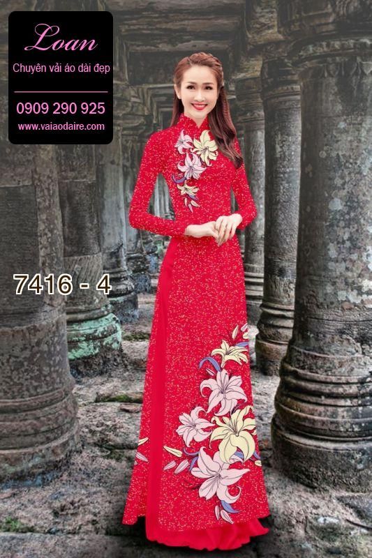 Vải áo dài hoa trên dưới