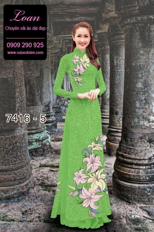 Vải áo dài hoa trên dưới