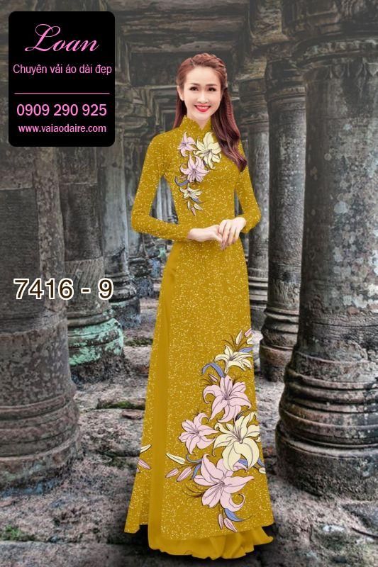Vải áo dài hoa trên dưới